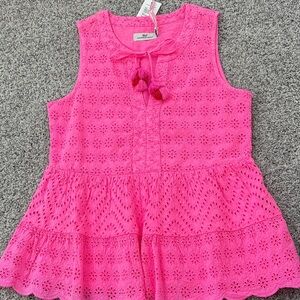Vineyard Vines Bright Pink Eyelet Top